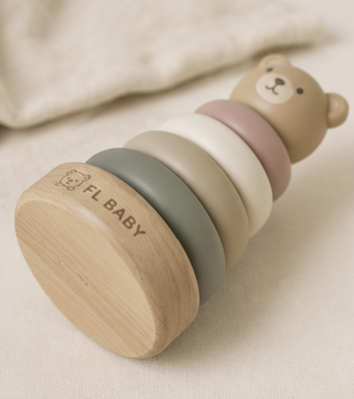 FL BABY Silicone Stacking Rings Toy – BPA-Free Educational Baby Stacking Toy for 6+ Months