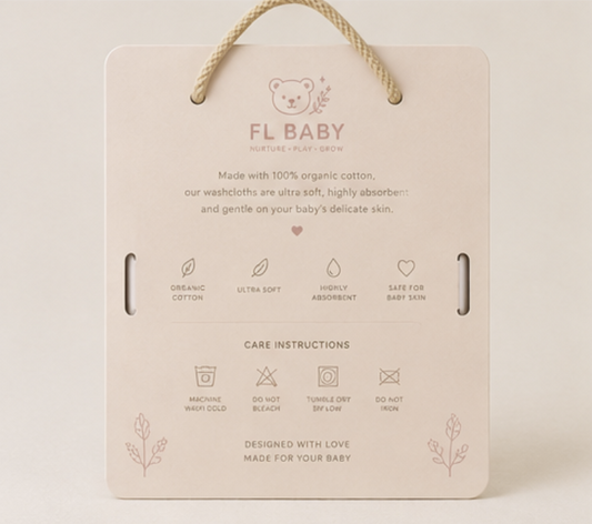 FL BABY Organic Cotton Baby Washcloth Set – 5 Pack Ultra Soft Absorbent Face Towels for Newborns & Toddlers (Pink)