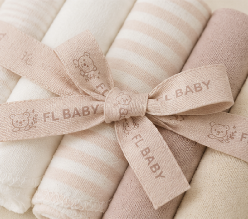 FL BABY Organic Cotton Baby Washcloth Set – 5 Pack Ultra Soft Absorbent Face Towels for Newborns & Toddlers (Pink)