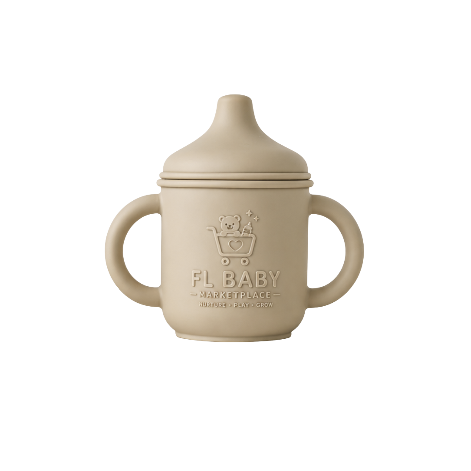 FL BABY Silicone Baby Training Cup with Handles – Beige Spill-Resistant Sippy Cup for Toddlers